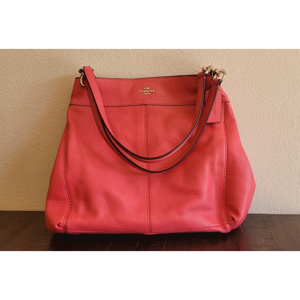 COACH Pebble Leather Strawberry Lexy Shoulder Bag F57545
